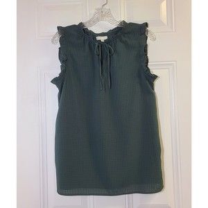 14th & Union Top Womens Size S Slate Blue Sleeveless Ruffle Tie Front Pullover